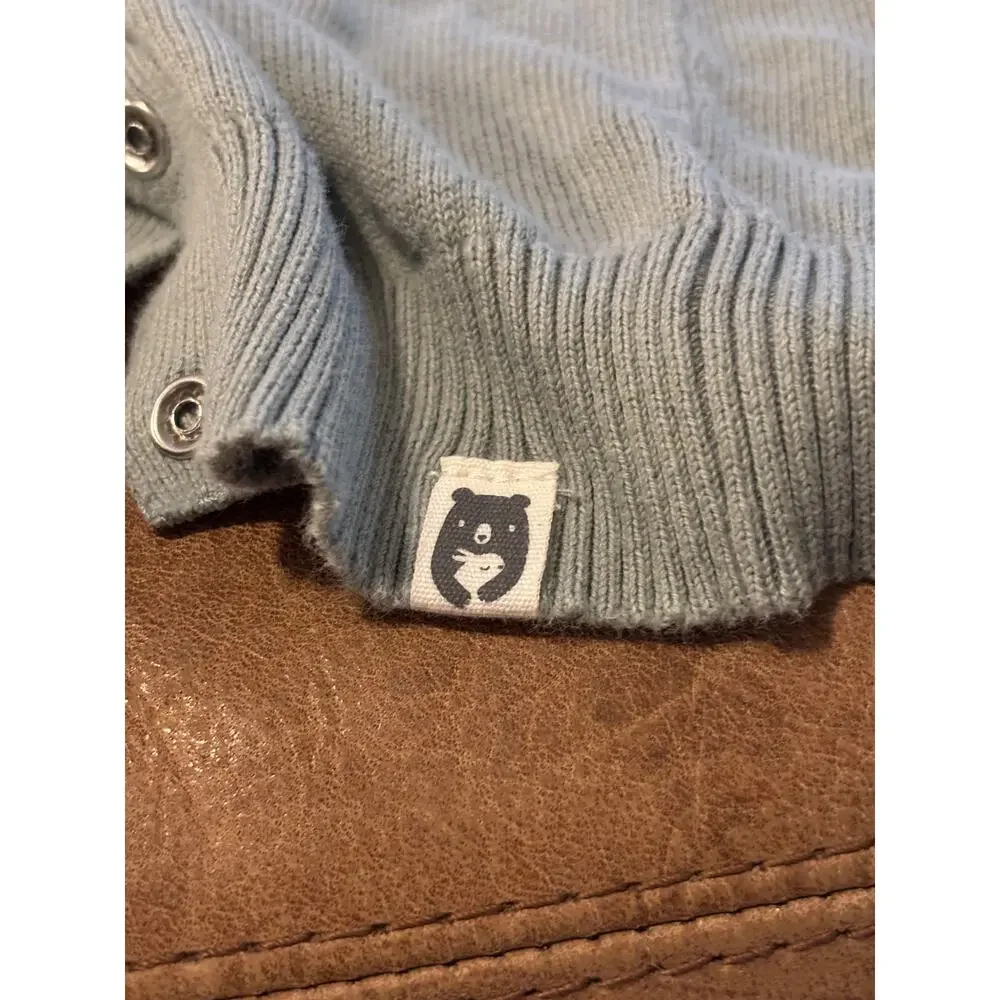 Rabbit + Bear 100% Organic Cotton Knit Bear Ears Hooded Romper 0-3 Months